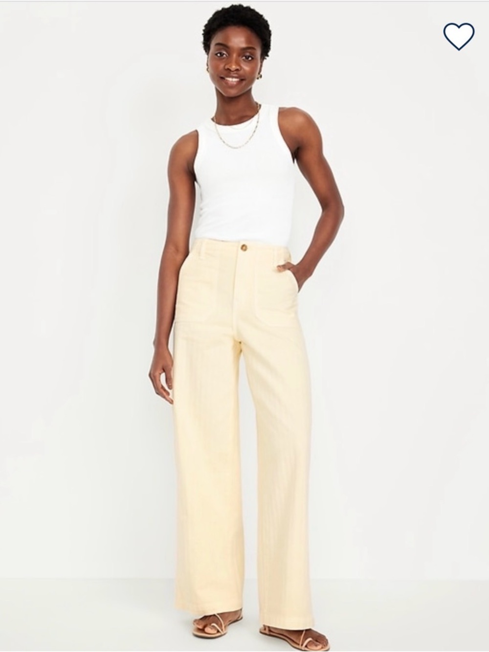 Old Navy Wide-Leg High-Rise Jeans in Light Cream